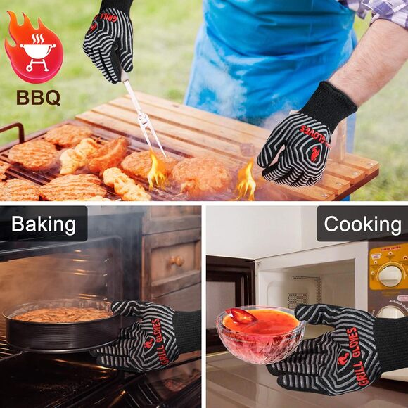 BBQ Gloves 1472°F Heat Resistant Non-Slip Silicone Cooking Grilling Oven - Picture 10 of 10